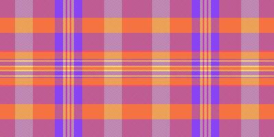 Art textile background texture, official fabric tartan. Apparel seamless pattern check plaid in violet and orange colors. vector