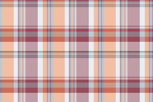 Blank textile check tartan, hippy seamless background texture. Handsome plaid fabric pattern in pastel and orange colors. vector