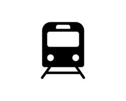 Simple yet striking black icon of a train on tracks. Perfect for apps, websites, or infographics needing a clean, modern transportation symbol. vector