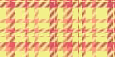 Vibrant pastel plaid pattern in sunny yellow and coral hues. Perfect for textile design, website backgrounds, or crafting projects. vector