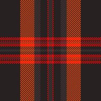 Vibrant orange and black plaid pattern. Perfect for autumnal designs, textile prints, or fallthemed projects. Seamless repeat texture offers versatile design applications. vector