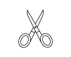Simple, clean line art illustration of scissors. Perfect for websites, apps, or educational materials needing a clear, versatile graphic. Ideal for crafting, cutting, or general tool concepts. vector