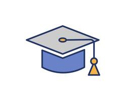 Stylish graduation cap icon. Perfect for education, achievement, success, and learning themes. Use it for websites, apps, presentations, or social media. Clean, modern design. vector