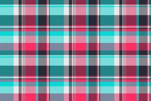 Vibrant teal, pink gray plaid pattern. Perfect for textile design, fashion, website backgrounds, or scrapbooking. This cheerful, modern design evokes feelings of warmth and style. vector