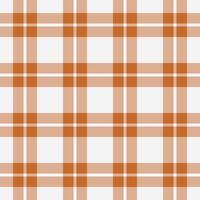 Stripped fabric seamless tartan, old pattern texture . Idea background plaid check textile in orange and white colors. vector