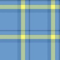 Deco textile background texture, machinery fabric pattern. Valentine plaid tartan seamless check in blue and yellow colors. vector