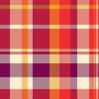 Vibrant autumnal plaid pattern in warm red, orange, and cream tones. Perfect for textile designs, fallthemed projects, or adding a touch of rustic charm to your work. vector