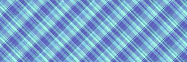 Retro plaid check, romantic pattern fabric texture. Multicolored tartan background seamless textile in cyan and blue colors. vector