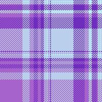 Deluxe plaid check, checker pattern texture textile. Rough background seamless fabric tartan in violet and light colors. vector