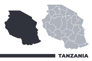 Tanzania flat and border outline maps vector