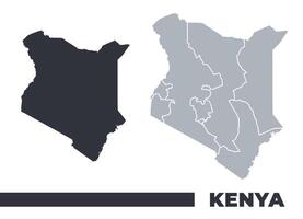 Kenya flat and border outline maps vector
