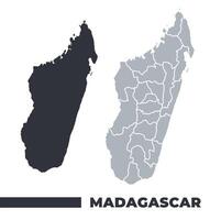 Madagascar flat and border outline maps vector