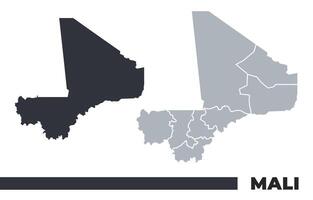 Mali flat and border outline maps vector