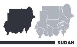 Sudan flat and border outline maps vector