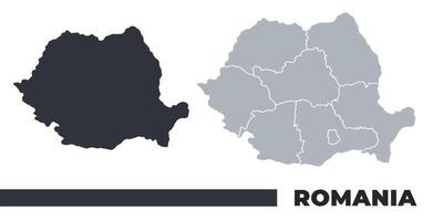 Romania flat and border outline maps vector
