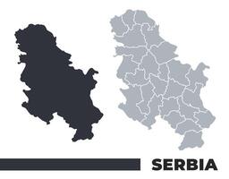 Serbia flat and border outline maps vector
