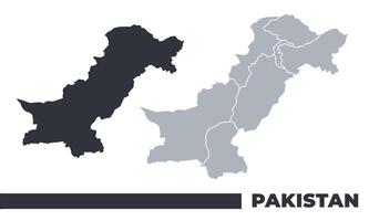 Pakistan flat and border outline maps vector