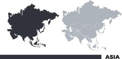 Asia flat and border outline maps vector