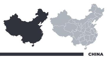 China flat and border outline maps vector