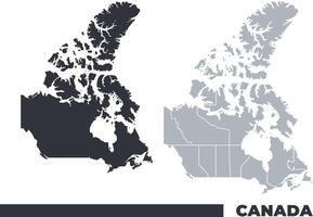 Canada flat and border outline maps vector
