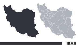 Iran flat and border outline maps vector