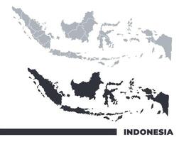 Indonesia flat and border outline maps vector