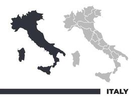 Italy flat and border outline maps vector