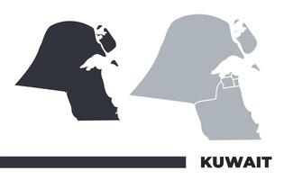 Kuwait flat and border outline maps vector