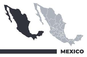Mexico flat and border outline maps vector