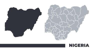 Nigeria flat and border outline maps vector