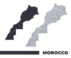 Morocco flat and border outline maps vector