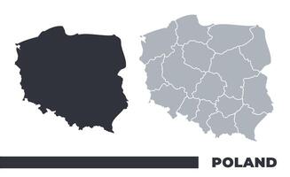 Poland flat and border outline maps vector