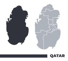 Qatar flat and border outline maps vector