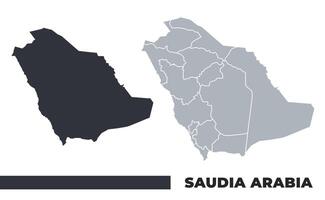 Saudi Arabia flat and border outline maps vector