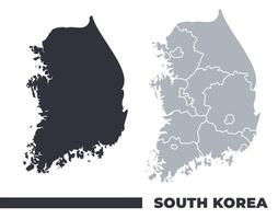 South Korea flat and border outline maps vector