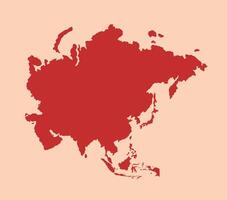 Asia simple flat red map vector