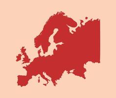 Europe simple flat red map vector
