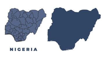 Nigeria flat and outline map set vector