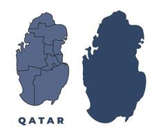 Qatar flat and outline map set vector