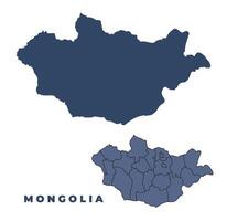Mongolia flat and outline map set vector