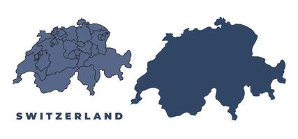 Switzerland flat and outline map set vector