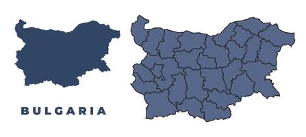 Bulgaria flat and outline map set vector