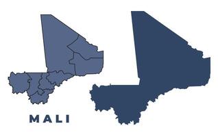 Mali flat and outline map set vector