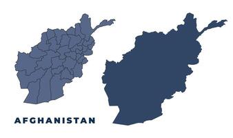 Afghanistan flat and outline map set vector