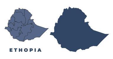 Ethopia flat and outline map set vector