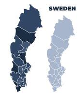 Sweden political map with states border outline vector