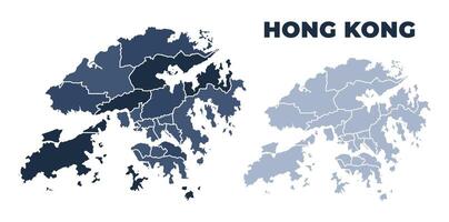 Hong Kong political map with states border outline vector