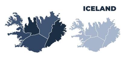 Iceland political map with states border outline vector