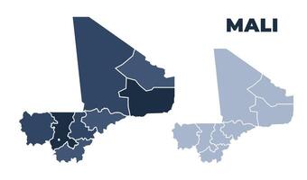 Mali political map with states border outline vector