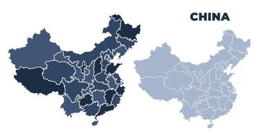 China political map with states border outline vector